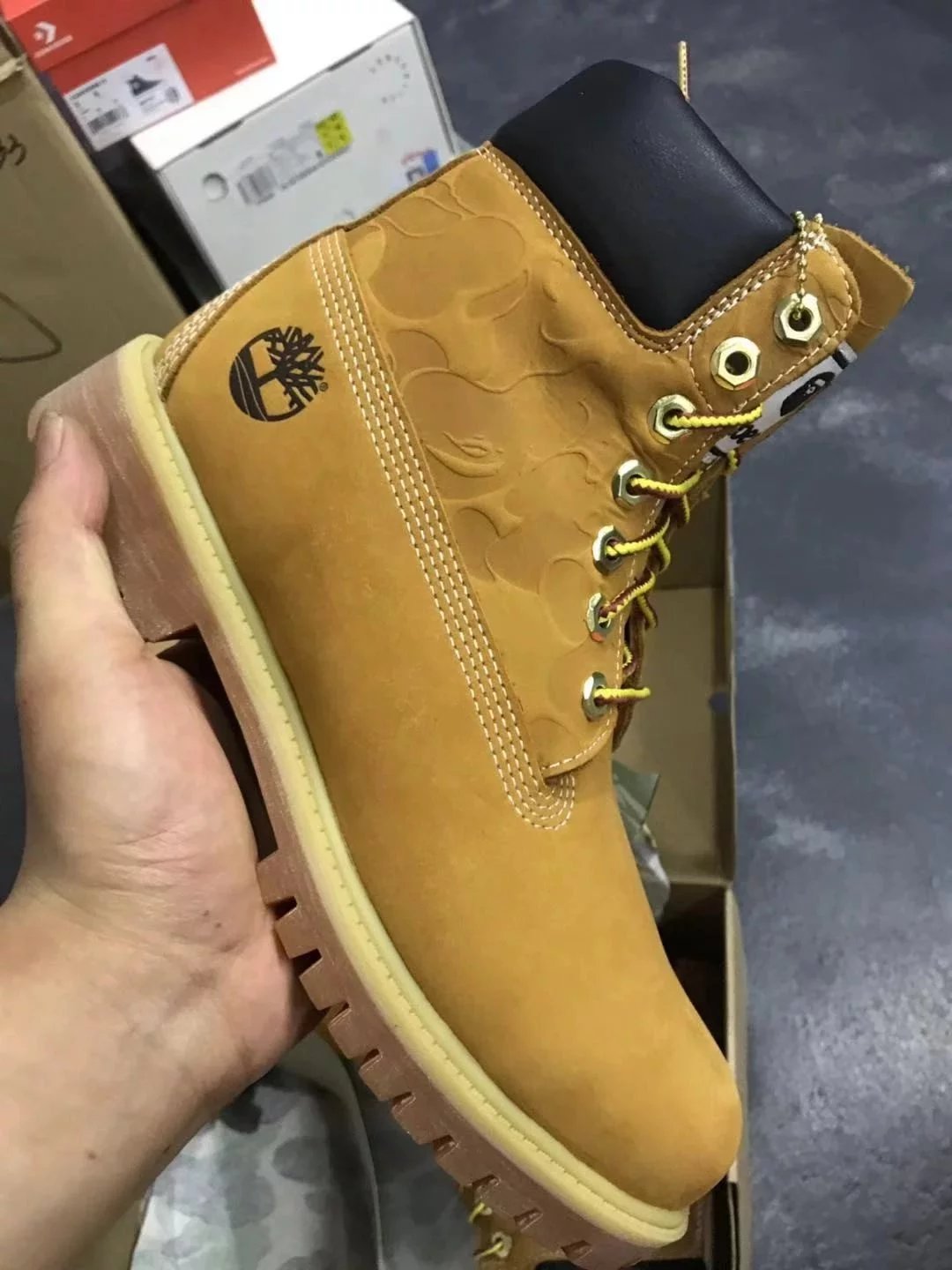 Corporate Timberland Kickin' Outdoor Yellow Boots "Air Pressure Ape Camo Wheat Yellow Black Brown" Men's Shoes TB0A1R7Y