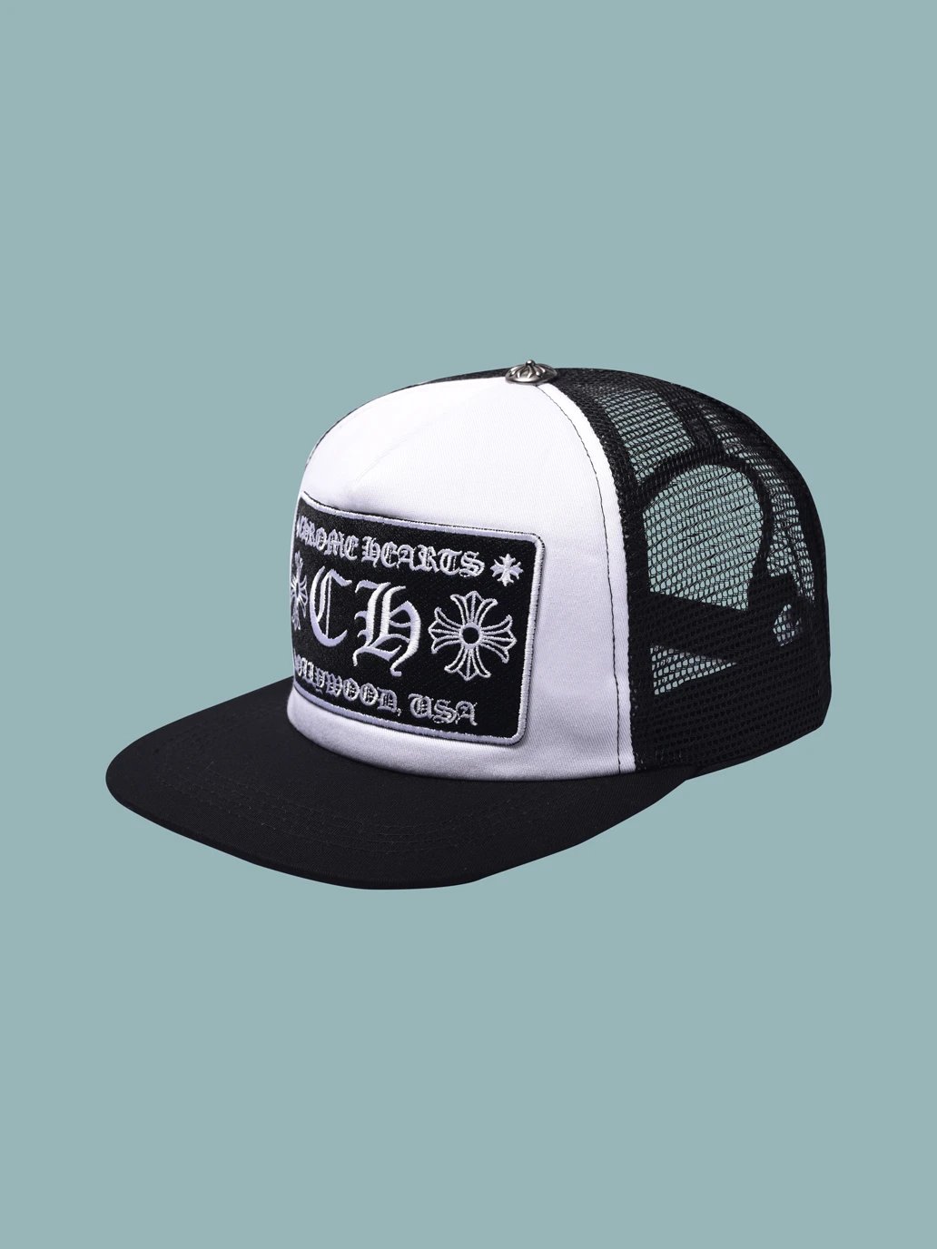 Chrome Hearts CH Trucker Hat Black White