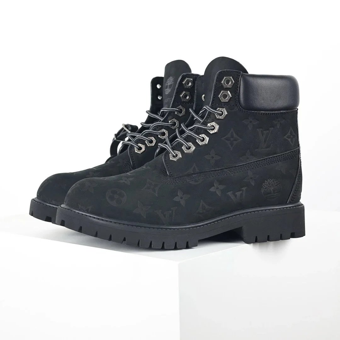 Zhongshan Original Factory Pure Original Channel L Donkey x Timberland Full Print Logo Co branded Tianbolun Kick Hard Outdoor Leisure Functional Shoes Mountaineering Shoes High Top Yellow Boots Work Clothes Boots Outdoor Shoes Men's Shoes Women's Shoes Waterproof Donkey Shoes Black