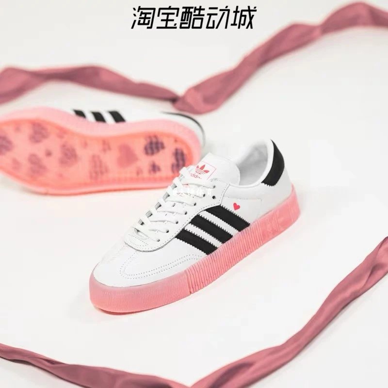 【冠誉出品】Adidas三叶草 情人节爱心水晶厚底松糕鞋低帮板鞋 EF4966 EF4965