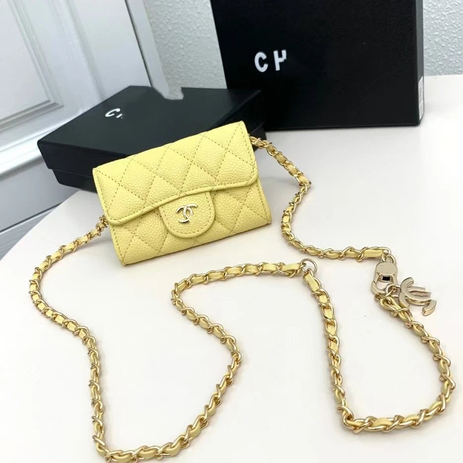 Chanel Quilted Wallet on Chain Black Red Silver