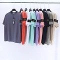 跨境石头岛STONEISLAND潮牌徽章袖标紫标圆领男女短袖T恤一件代发