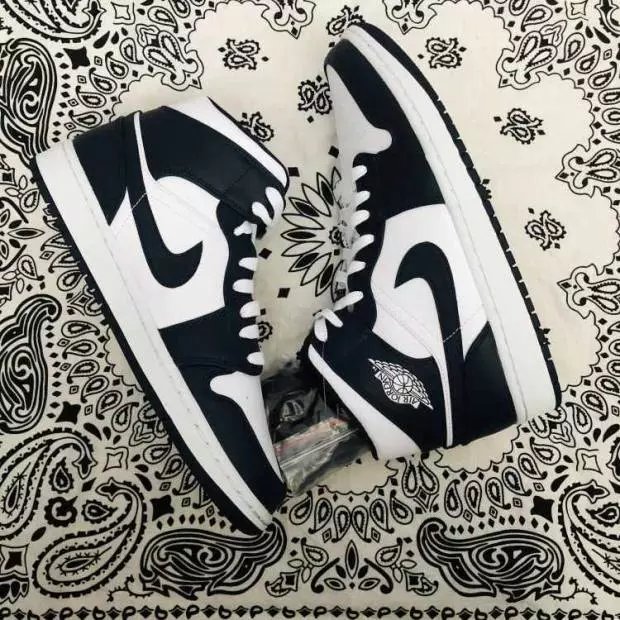 Air Jordan1 Mid乔AJ1黑曜石运动鞋蓝白男女中帮篮球鞋554724-174