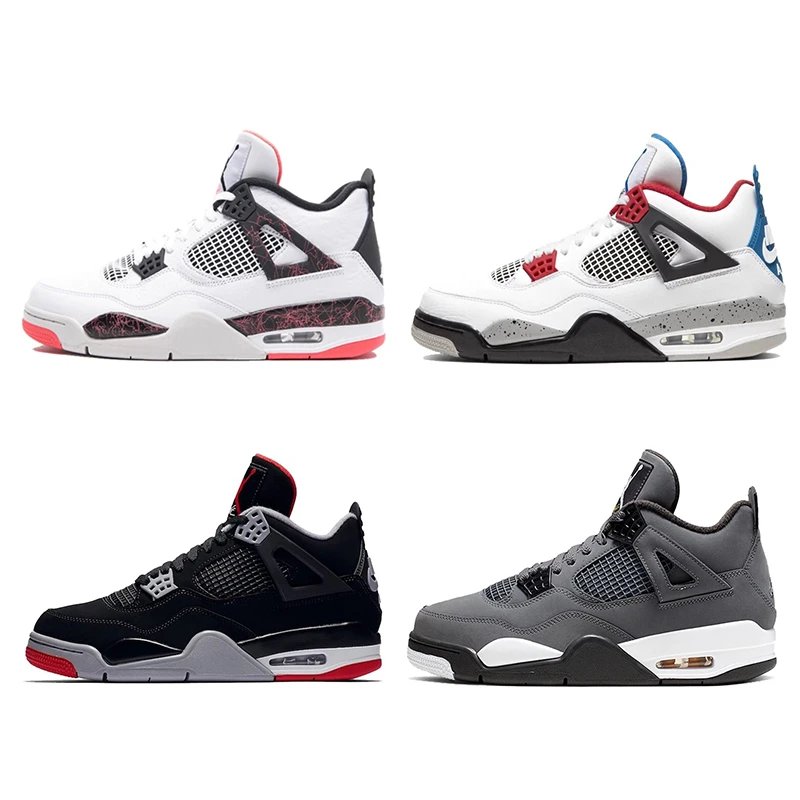Air Jordan4 AJ4 AJ4红蓝鸳鸯黑红酷灰热熔岩黑猫纯黑钩子篮球鞋