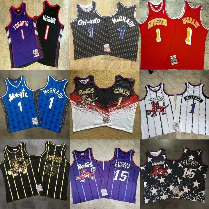 魔术队麦迪1号条纹奥尼尔哈达威球衣 猛龙15卡特大龙篮球服全刺绣