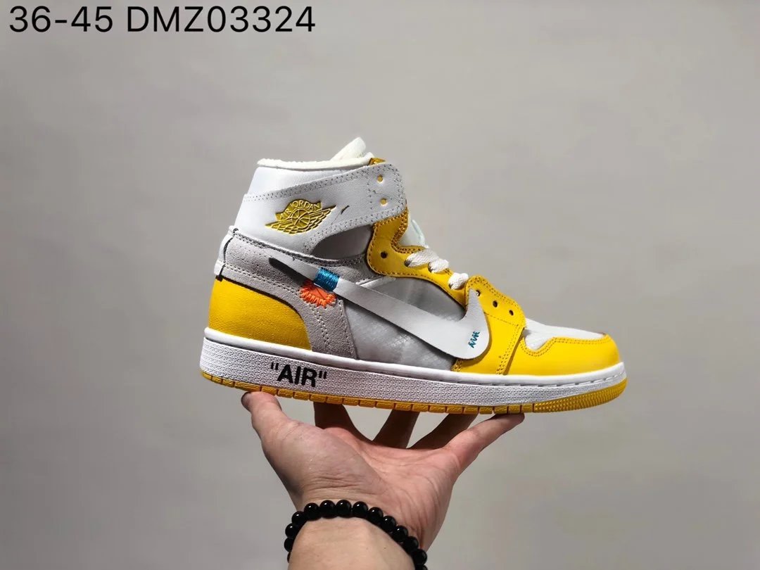 Air Jordan 1 x OFF-WHITE AJ1男女联名 北卡蓝黄白篮球鞋