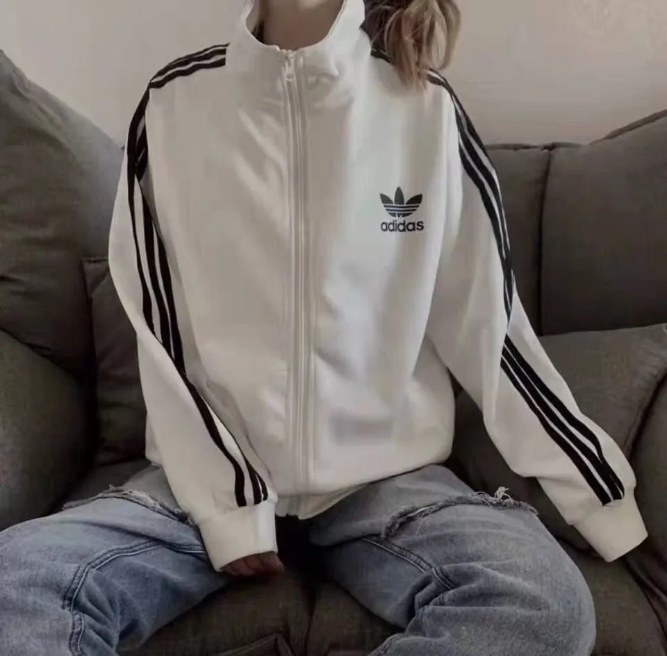 Adidas Trifolium 2024 couple hoodie men's and women's spring top made of pure cotton, loose fitting, embroidered logo collar, classic hoodie cardigan 1718 S-2XL