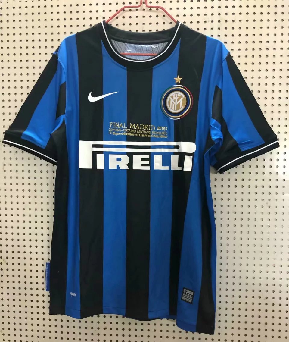 09-10 season Inter Milan jersey Inter vintage soccer jersey Milito Sanetti home blue and black