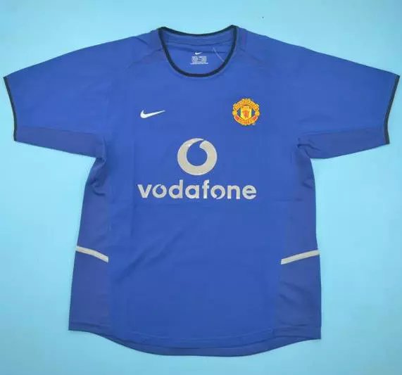 02-03赛季曼联球衣 短袖复古足球服 贝克汉姆 吉格斯 范尼 红魔Manchester United FC二客蓝