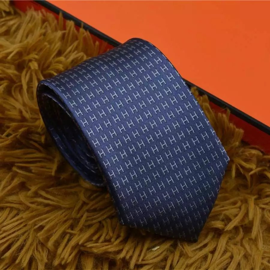 Hermes H pattern silk tie