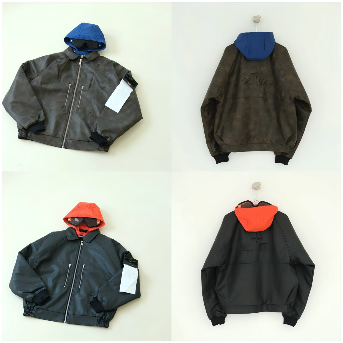 Sup x STO Vintage style leather jacket with goggles