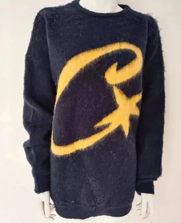 C Star Knit Sweater Navy Yellow
