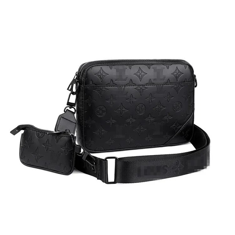 Louis Vuitton Monogram Embossed Crossbody Bag with Pouch Black