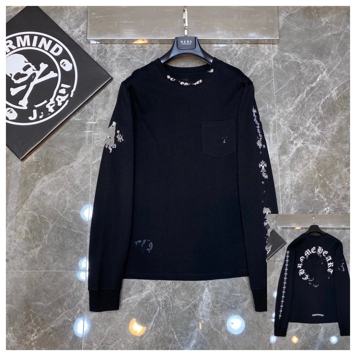 Chrome Hearts Long Sleeve Raglan T-Shirt White Blue