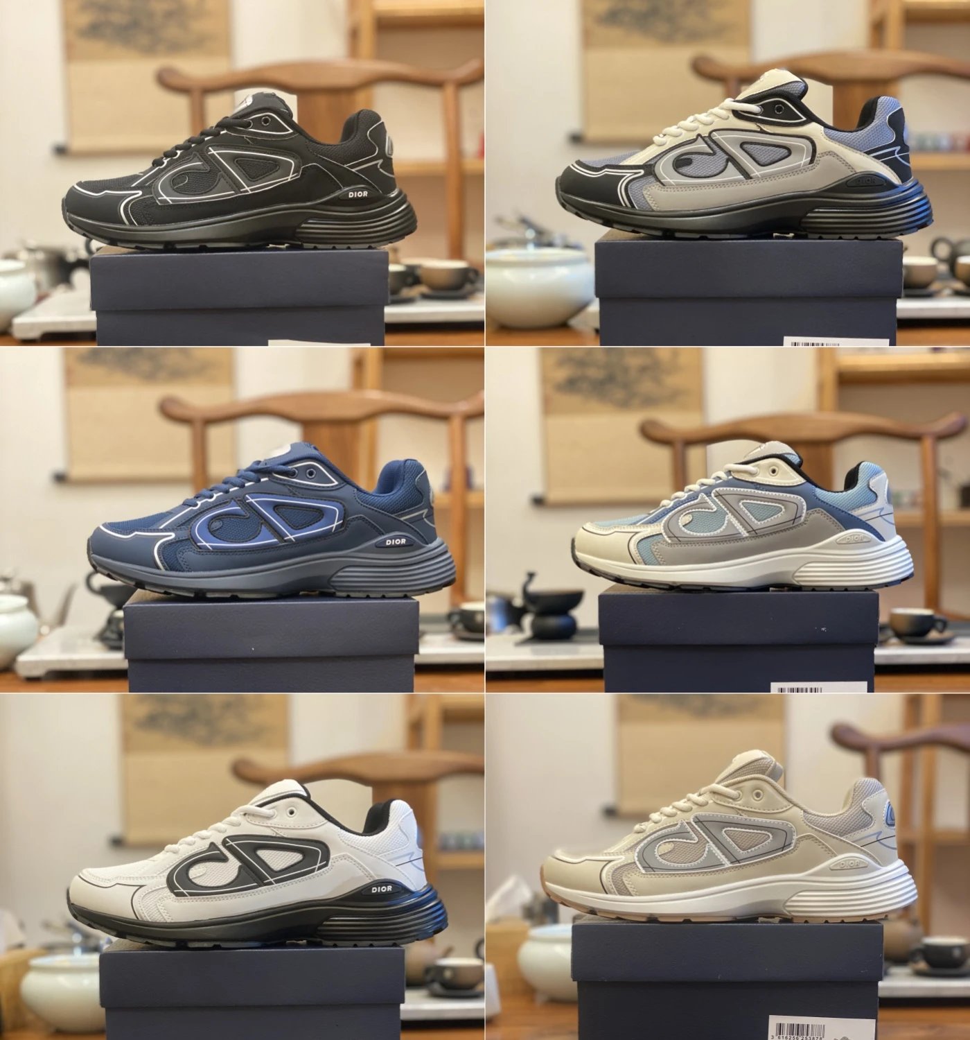 DIOR B30 MICROFIBER MESH 068 Bluegrey