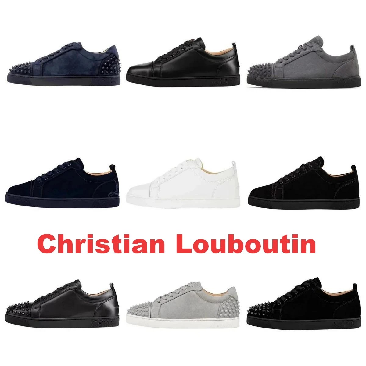 Christian Louboutin Louis Strass Leopard Flat Veau Velours Moka Sneakers