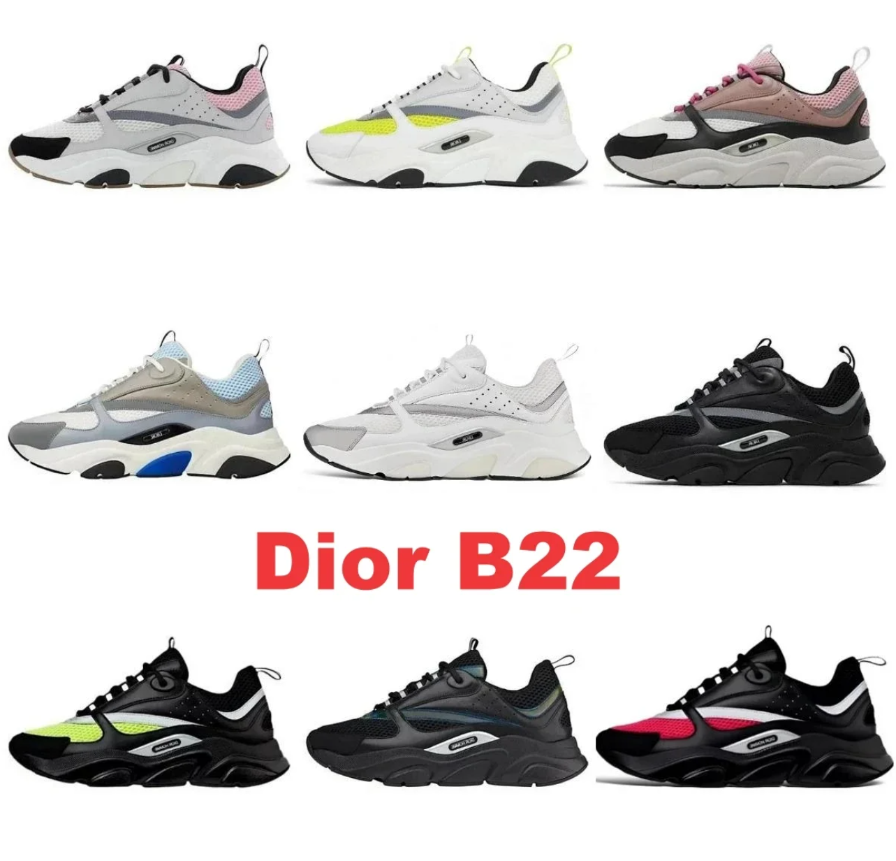 Dior B22 White Black Grey Sneakers