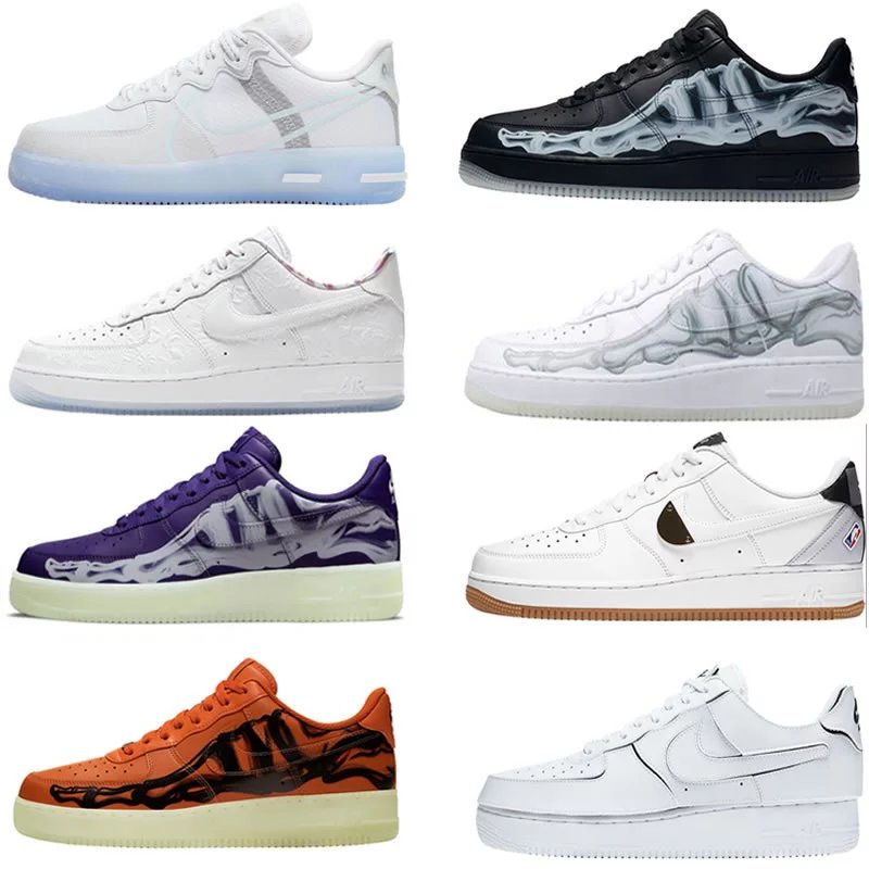 Air Force 1 AF1 白橙换钩拆卸魔术贴 万圣节黑白紫橙骨骼透视 空军一号 新年剪纸 限定 冰蓝解构男鞋女鞋CQ8879-100