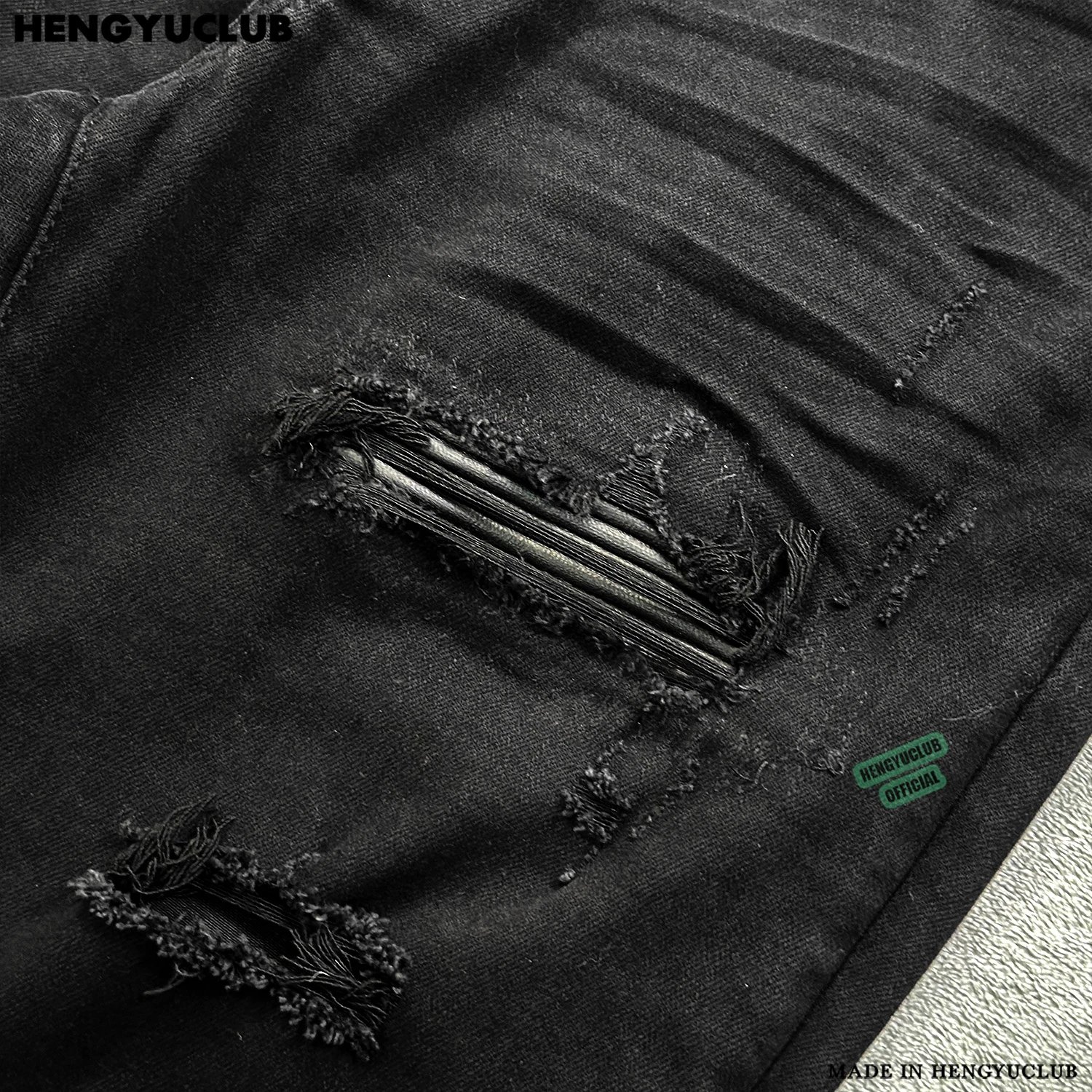 Hengyuclub Black Distressed Jeans