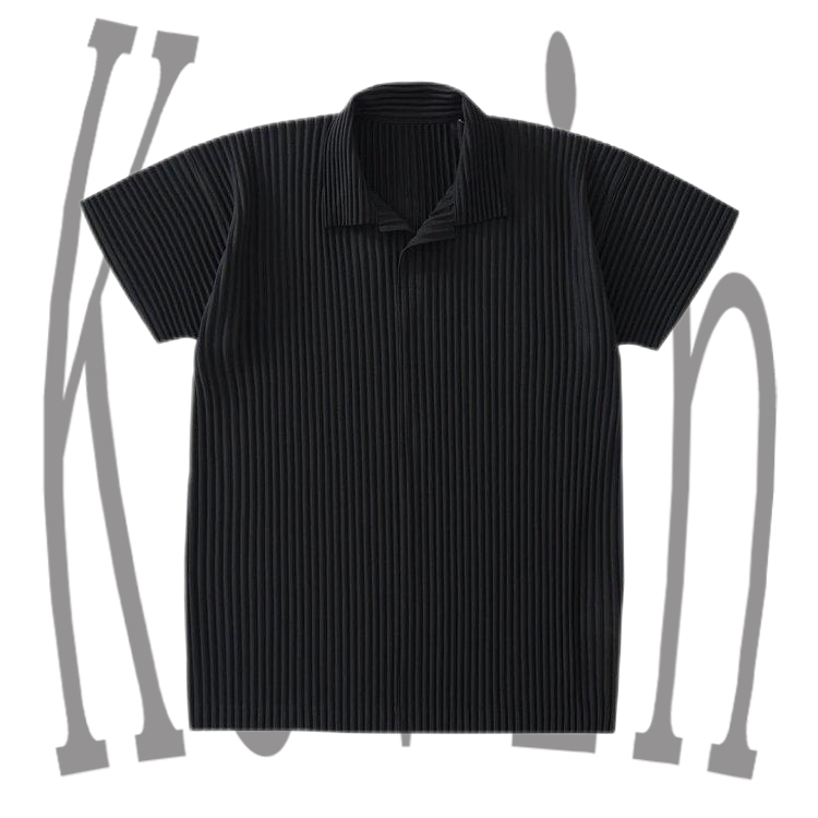 Homme Plissé Issey Miyake Pleated Polo Shirt Black