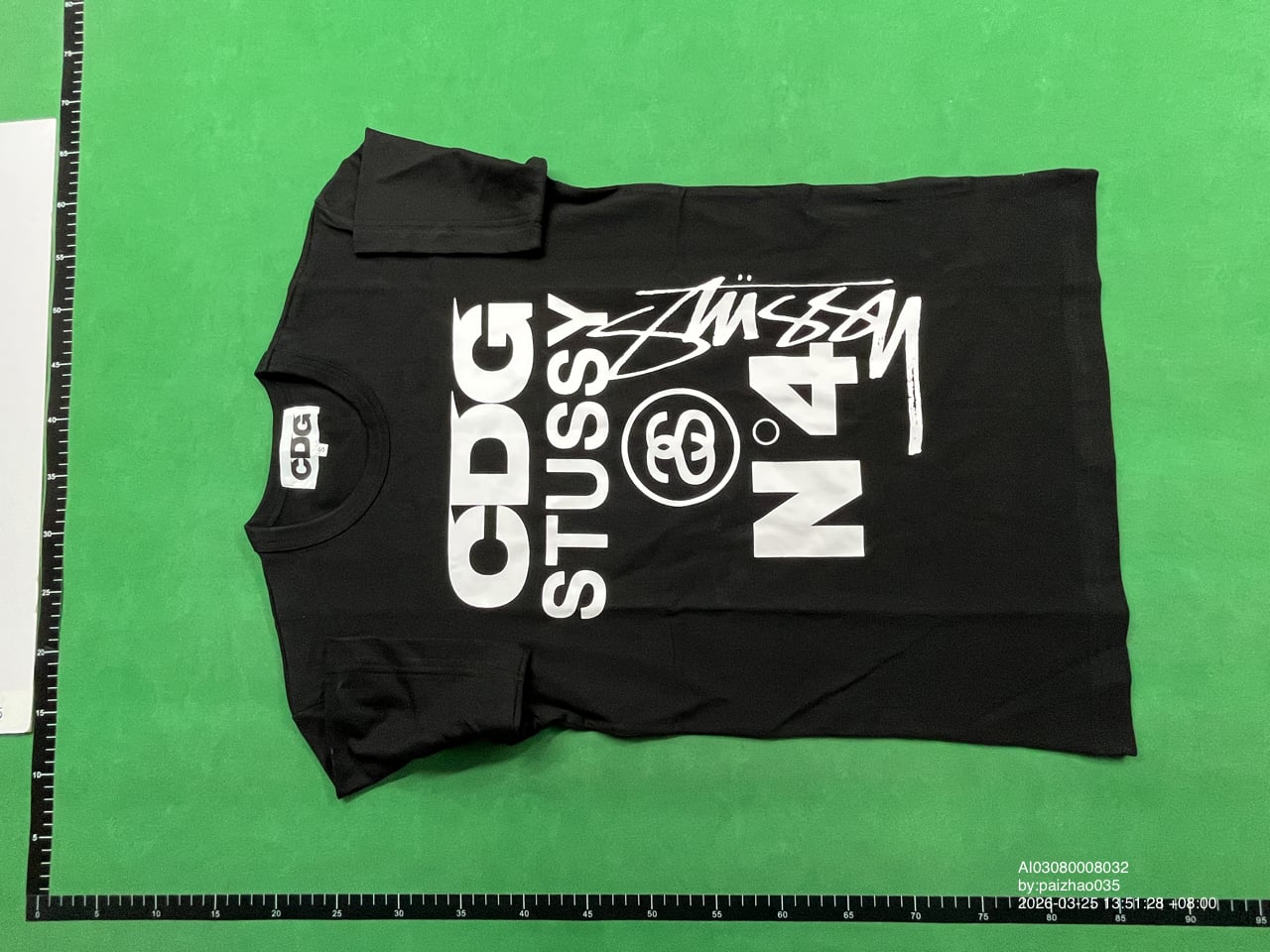 CDG x Stussy Black T-Shirt — QC写真 3