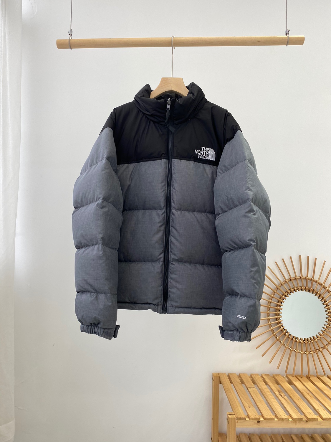 The North Face TNF 1996 Retro Nuptse 700 Puff U.S.A. The North Face Black and Gray Patchwork Down Jacket