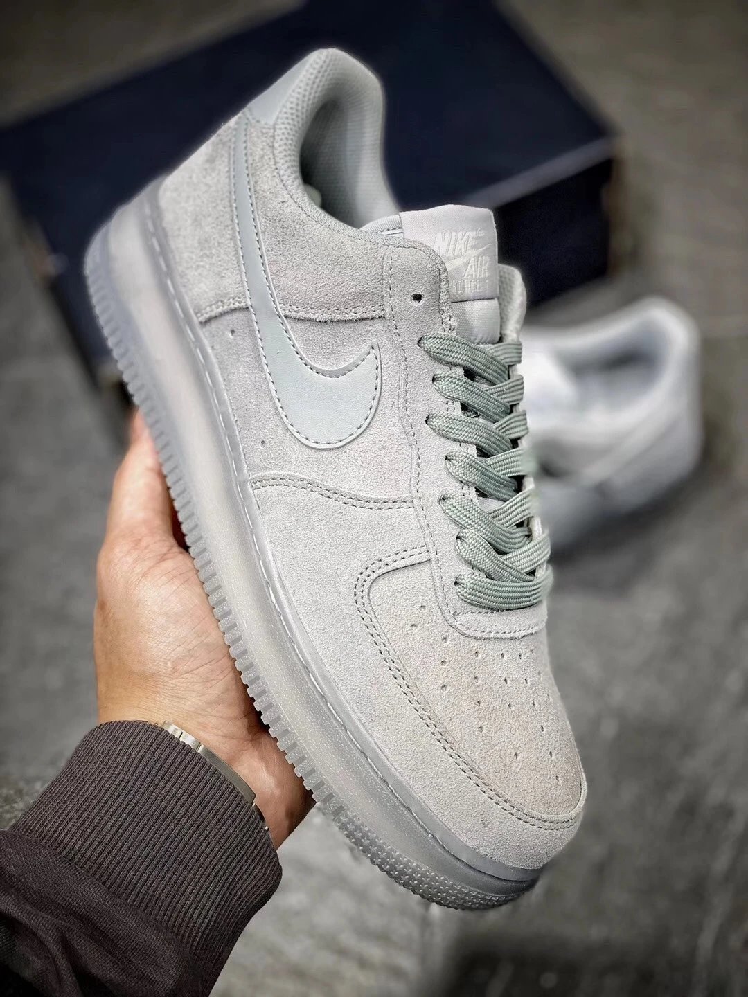 Air Force 1 “Grey Suede” 麂皮狼灰原楦头原纸板 空军一号 AF1 板鞋
