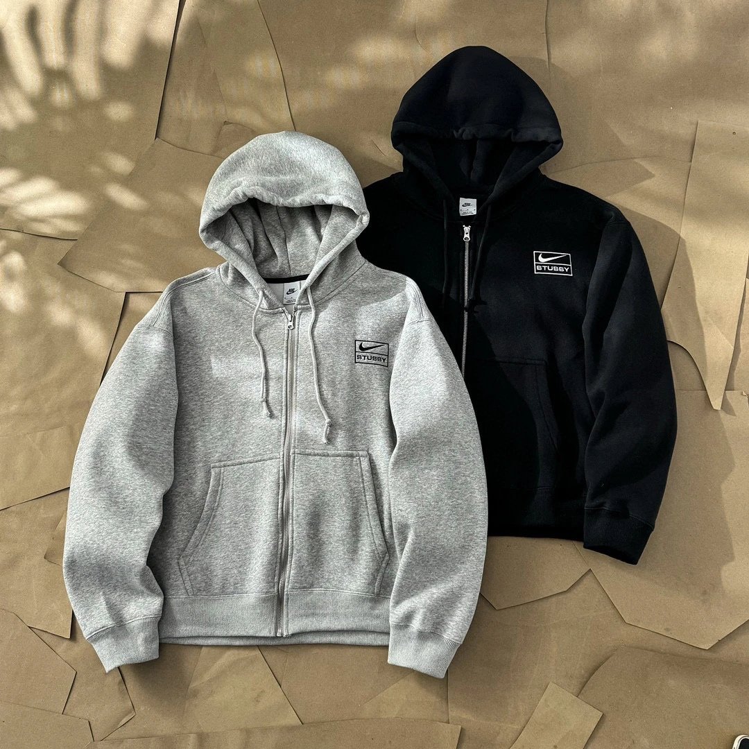 Co branded Zipper Coat Stu Men's and Women's Fleece Fabric Loose Version Zipper Hoodie Coat