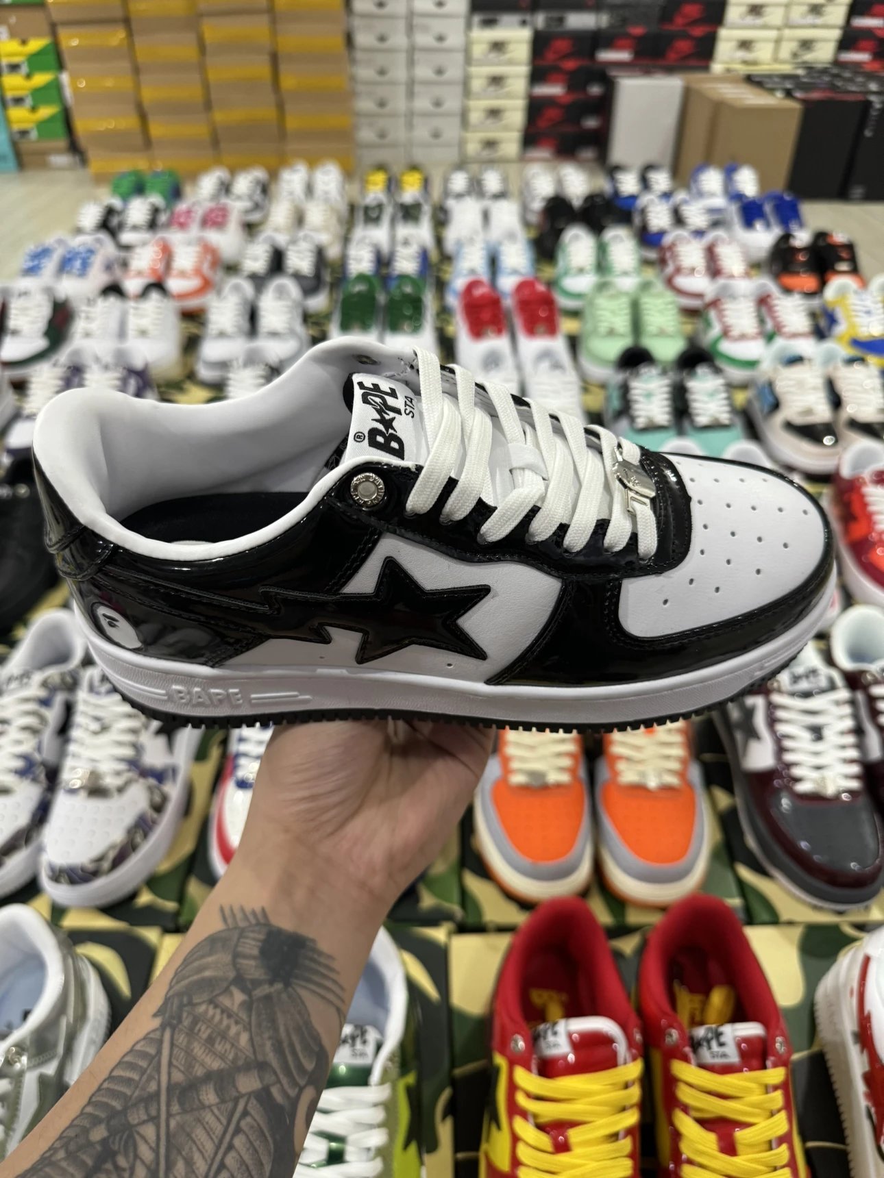 BAPE STA Low White Black Patent