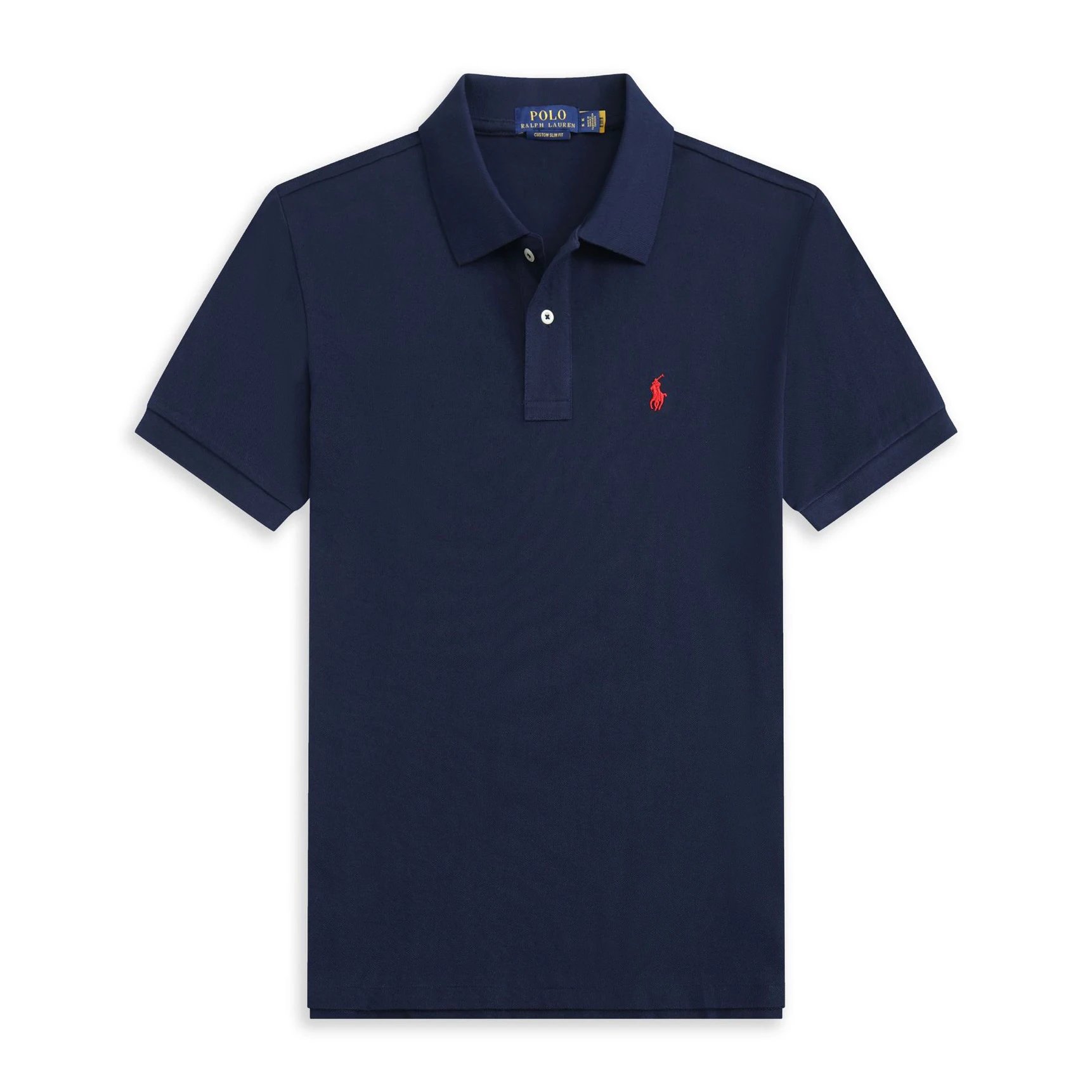 Polo Ralph Lauren Custom Slim Fit Navy Polo Shirt with Red Pony Logo
