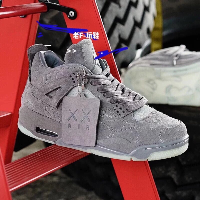 Air Jordan 4 X Kaws AJ4 Joint Black Grey Suede Cool Grey Pure Black 930155-003-001
