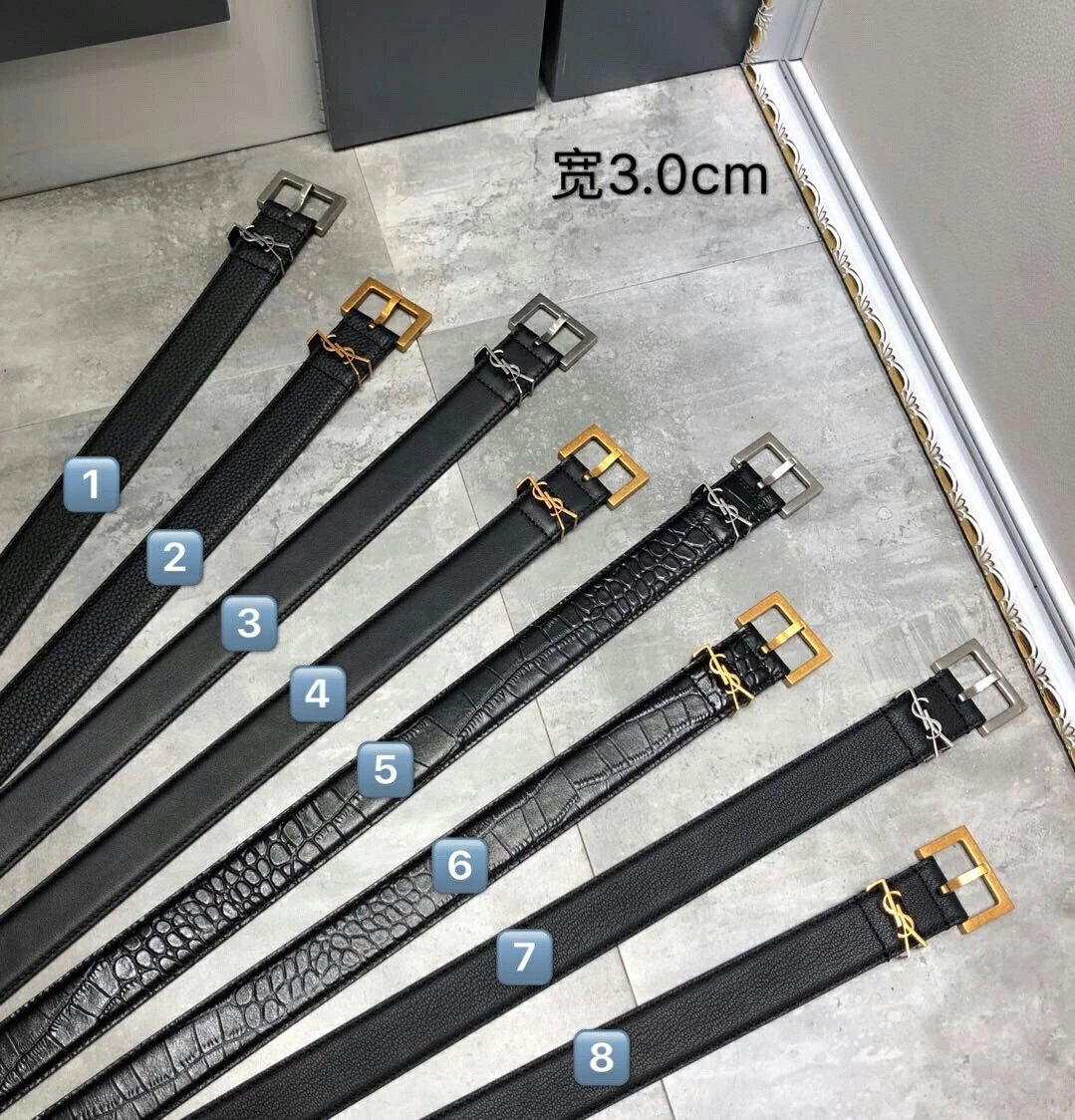 ysl女士牛皮裤腰带鳄鱼纹裤腰带时尚经典牛皮针扣圣罗兰皮带
