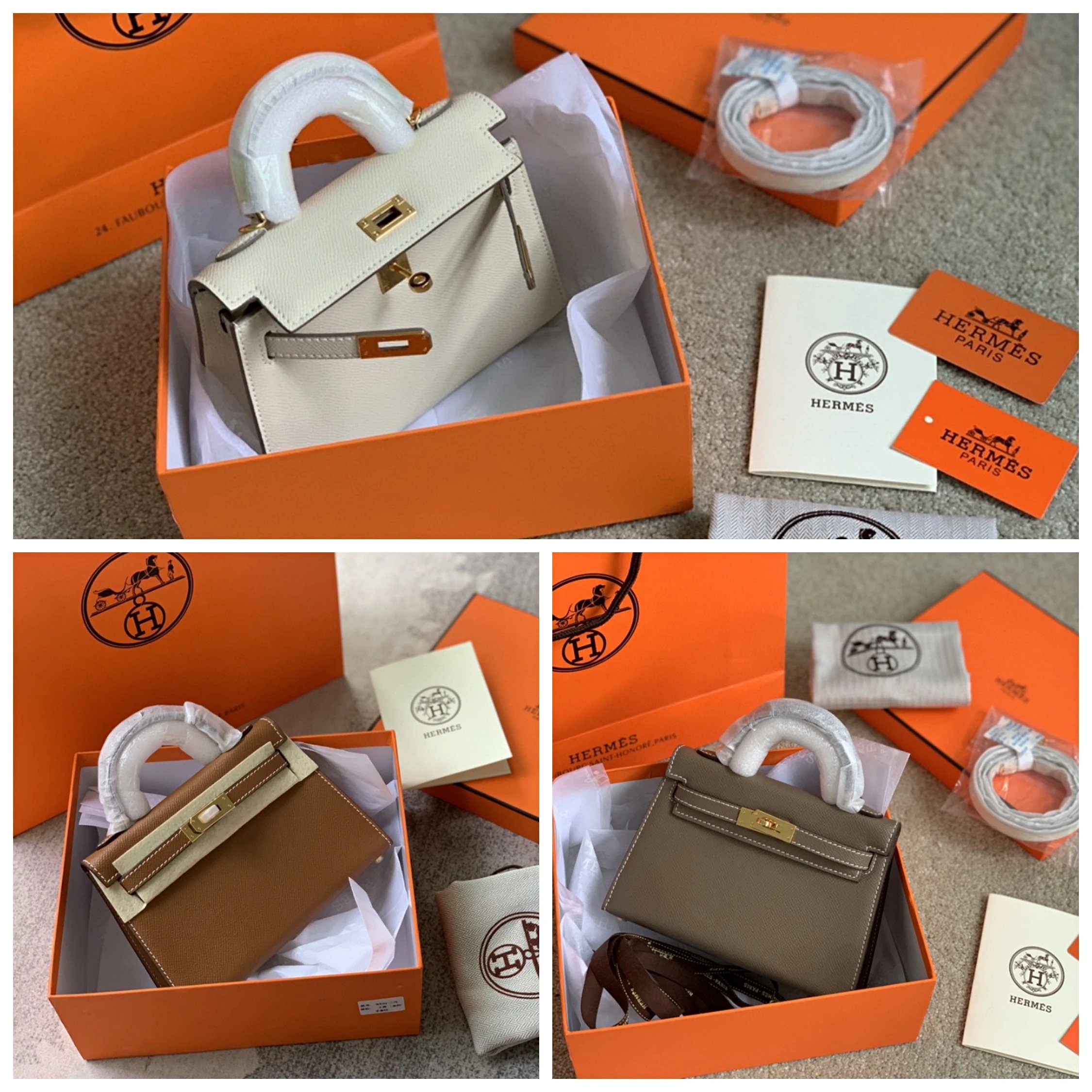 【配全套包装】包邮herme爱马仕兰2021新款H家EP皮手掌纹牛皮迷你二代凯莉包mini kelly小包真皮手提女包肩背斜挎包