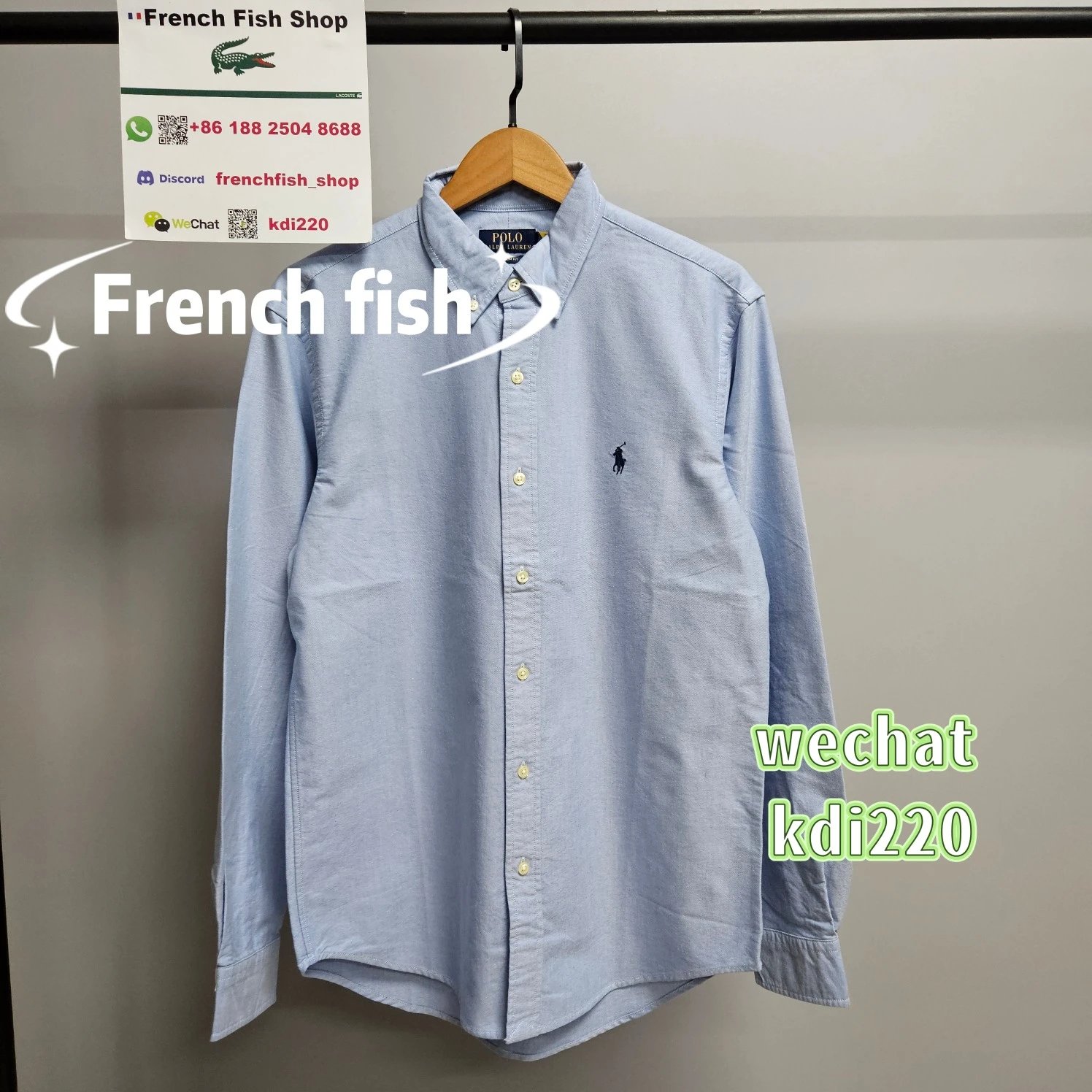 【9.5/10】RL(custom fit)纯色logo长袖牛津纺衬衫