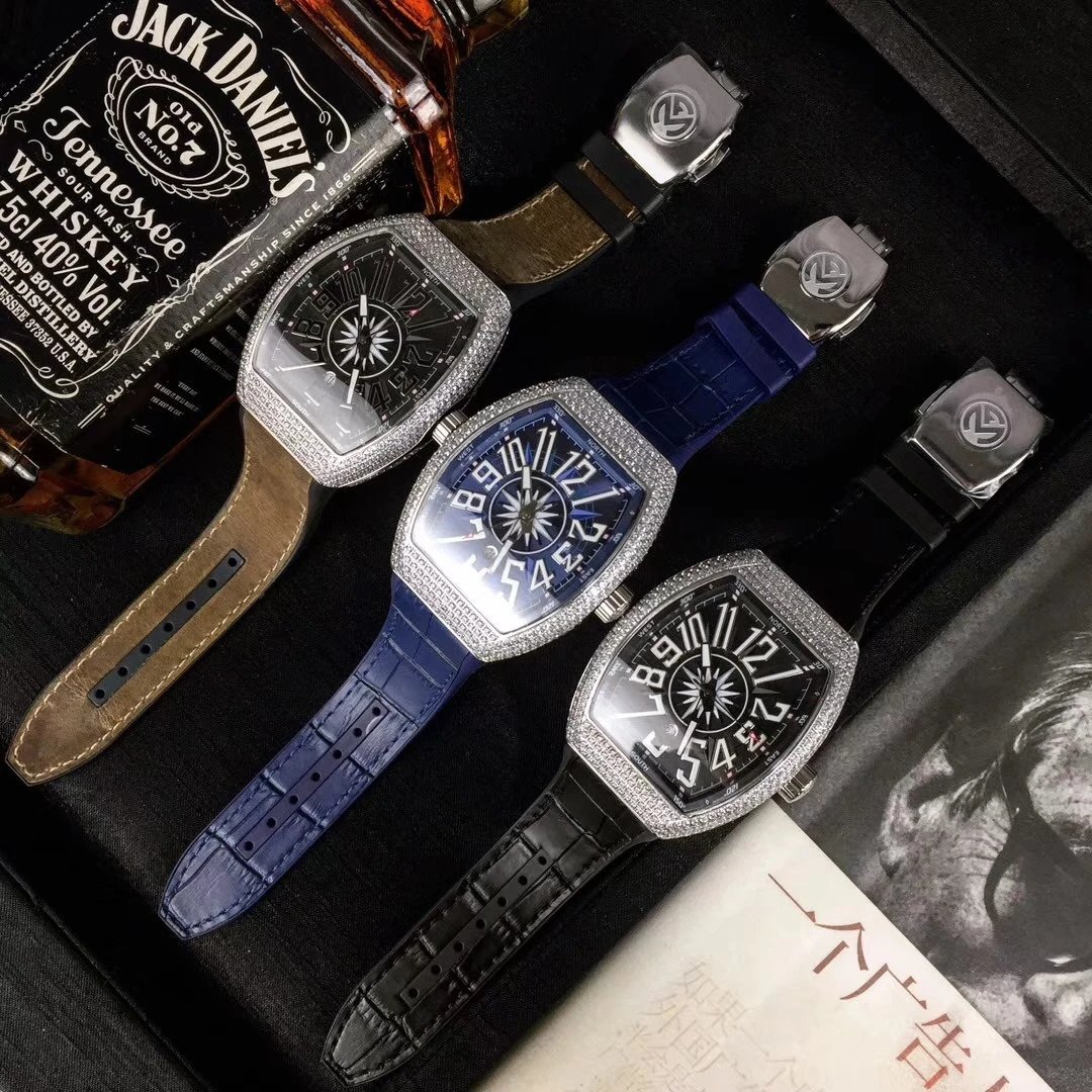 法兰克穆勒Franck Muller V45 SC DT系列男士机械手表 法穆兰 酒桶形腕表带钻圈